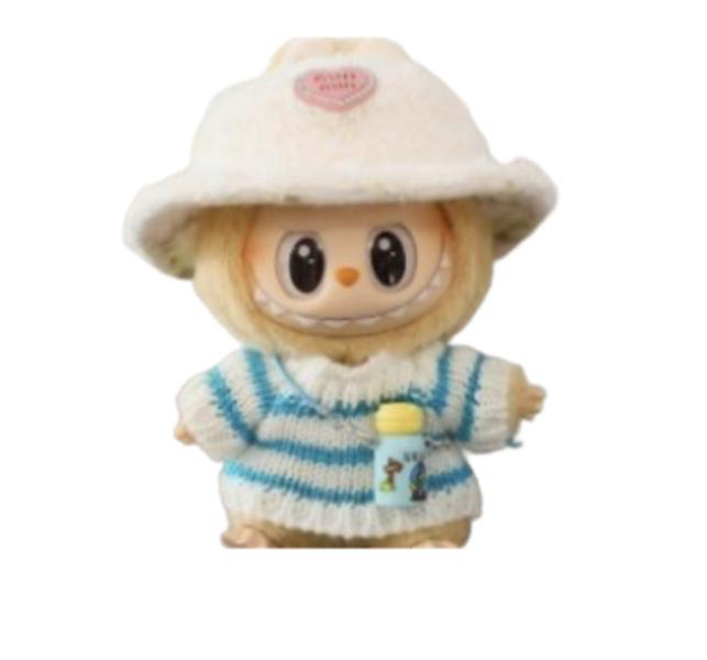 ROPA PARA LABUBU MIU MIU CELESTE CON SOMBRERO BLANCO (NO INCLUYE MUÑECO)