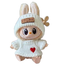 ROPA PARA LABUBU SUETER Y GORRO BLANCO (NO INCLUYE MUÑECO)