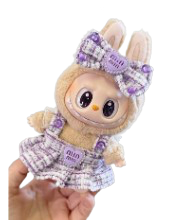 ROPA PARA LABUBU VESTIDO Y MOÑO MORADO MIU MIU (NO INCLUYE MUÑECO)